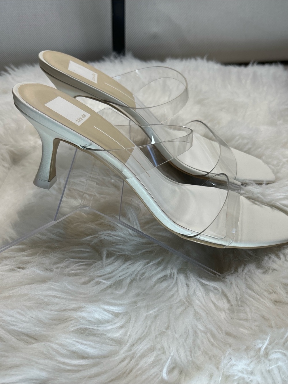 Dolce Vita White Mule Sandals with Clear Straps - Picture 3 of 8